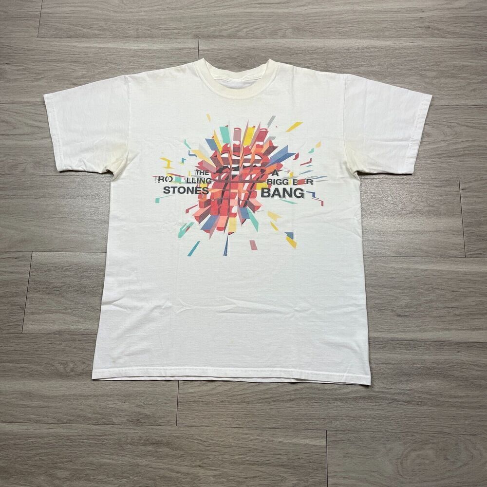 Vintage Shirt Mens Large White The Rolling Stones A Bigger Bang Tour 2005 Music